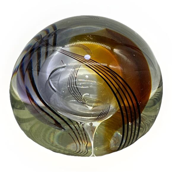 Dynasty Gallery Paperweight Amber With Stripes And “egg” {U} - Picture 1 of 16